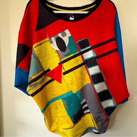 Vintage Colorful Geometric 3/4 Sleeves Top - Picture 2 of 6